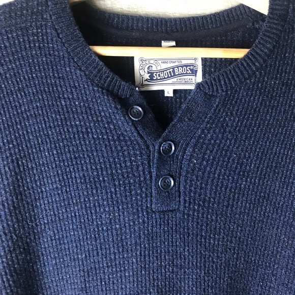 SCHOTT Bros men’s wool pullover button sweater - Picture 4 of 6